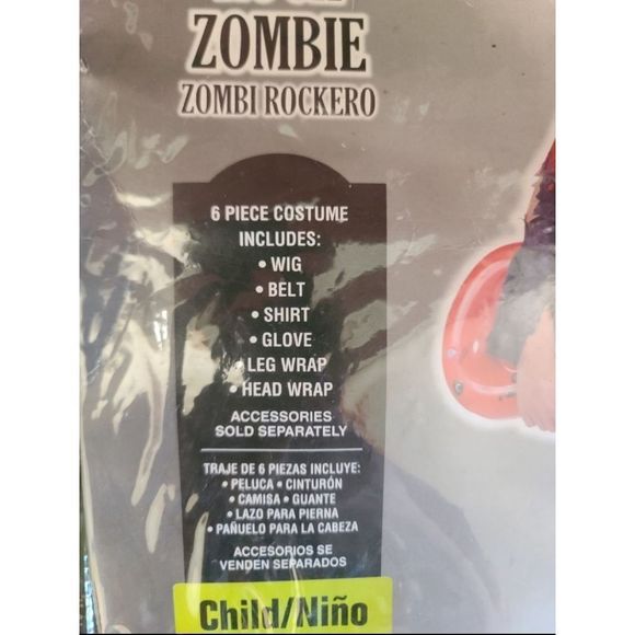 NEW ROCK ZOMBIE BOYS HALLOWEEN COSTUME SIZE MEDIUM 8/10 - Picture 5 of 5